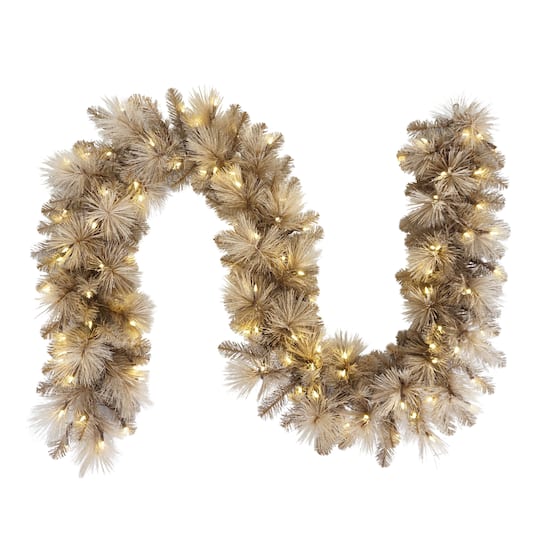 9ft. Pre-Lit Tan Artificial Garland with Incandescent Lights